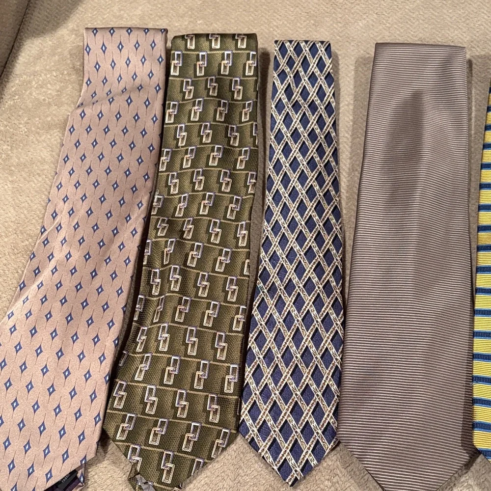 Jos. A. Bank Men's Tie Set — Blue, Yellow, Green, Brown, Gray Patterns